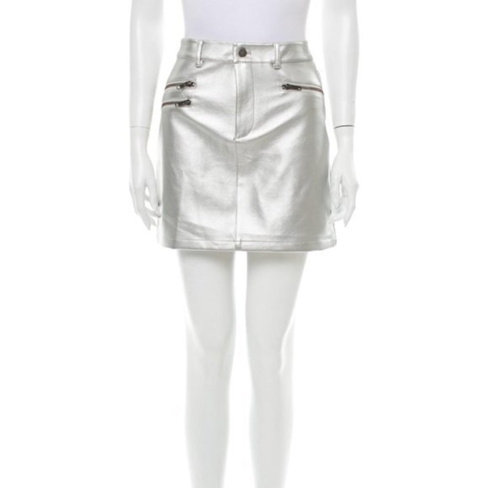 Rebecca Minkoff Metallic Silver Mini Skirt